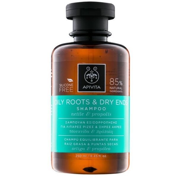 APIVITA_Oily Roots &amp| Dry Ends Shampoo with Nettle &amp| Propolis szampon regulujący przetłuszczanie u nasady i odżywiający suche końcówki z Pokrzywą i Propolisem 250ml