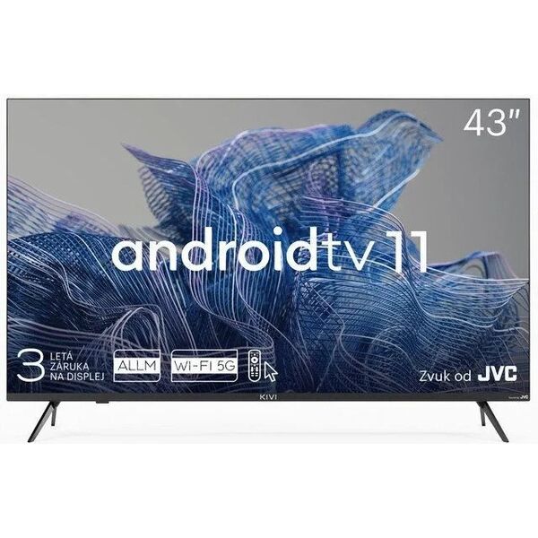 Telewizor Kivi 43', UHD, Android TV 11, Black, 3840x2160, 60 Hz, Sound by JVC, 2x12W, 53 kWh/1000h , BT5.1, HDMI ports 4, 24 months