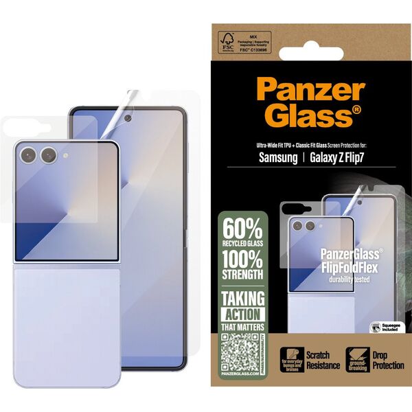 Protective Set PanzerGlass FlipFoldFlex 2-in-1 Classic Fit Glass + Ultra-Wide Fit TPU Film for Samsu