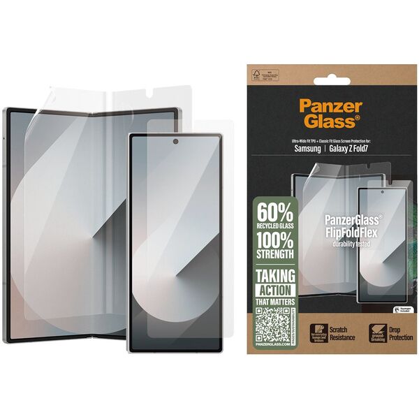 Zestaw ochronny PanzerGlass FlipFoldFlex 2w1 Szkło Classic Fit + Folia Ultra-Wide Fit TPU do Samsung Galaxy Fold7