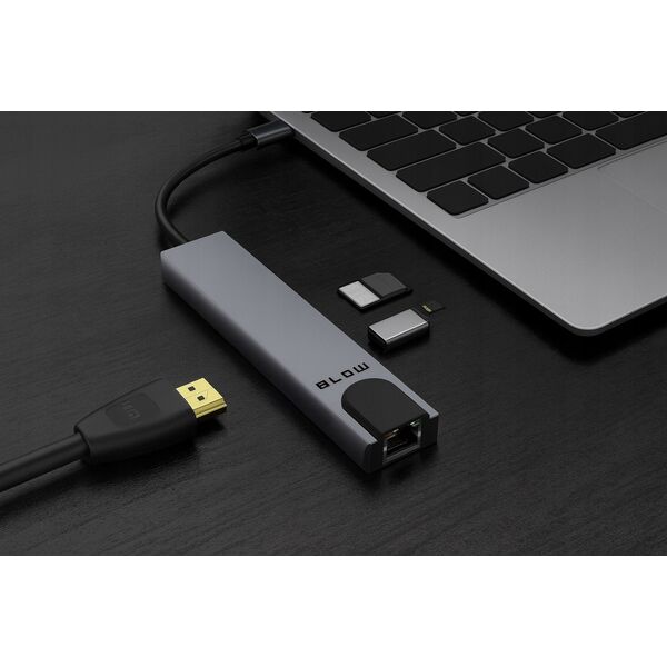 86-077# Karta sieciowa usb-c hub rj45 + hdmi 100w k-08