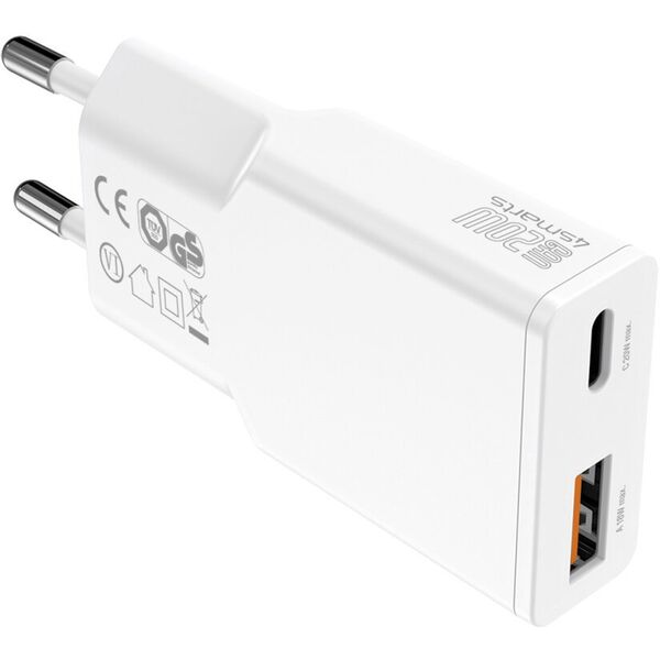 Ładowarka sieciowa 4smarts PDPlug Slim Duos 20W GaN USB-C+USB-A + kabel USB-C 1.5m biały