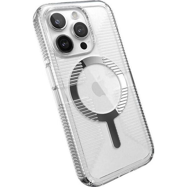 Speck Speck Gemshell Grip + MagSafe - Etui do iPhone 15 Pro (Clear / Chrome Finish)