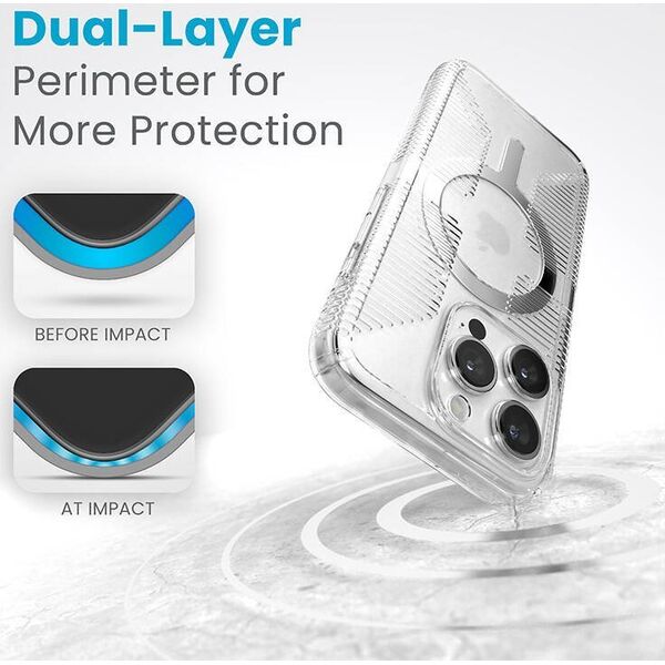 Speck Speck Gemshell Grip + MagSafe - Etui do iPhone 15 Pro (Clear / Chrome Finish)