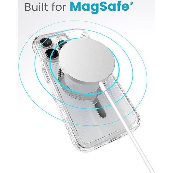 Speck Speck Gemshell Grip + MagSafe - Etui do iPhone 15 Pro (Clear / Chrome Finish)