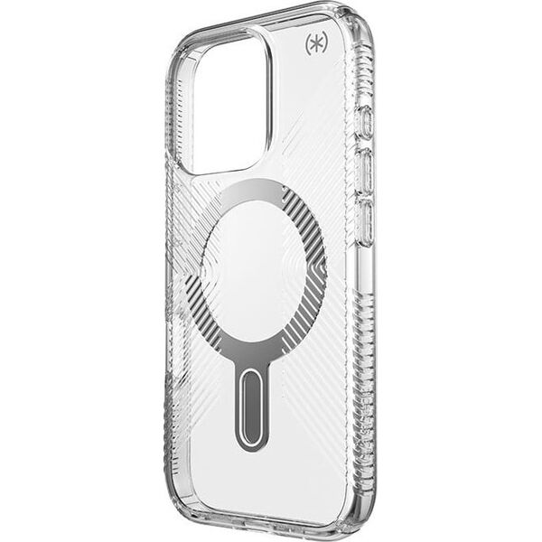 Speck Speck Presidio Perfect-Clear Grip ClickLock & MagSafe - Etui iPhone 16 Pro (Clear / Chrome Finish / Serene Silver)
