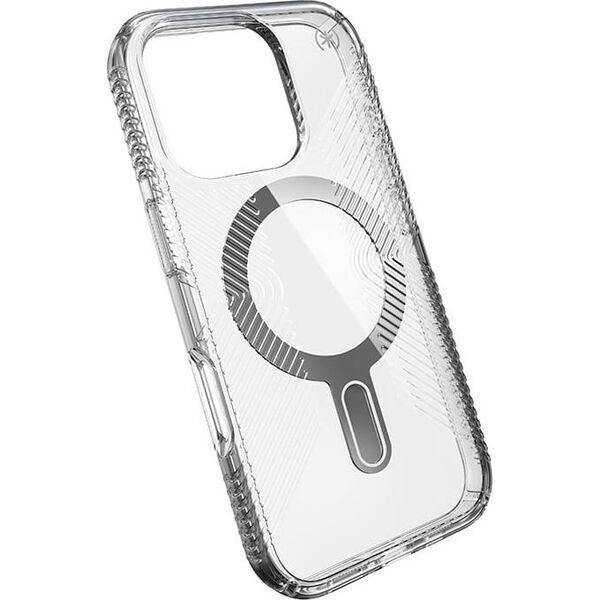Speck Speck Presidio Perfect-Clear Grip ClickLock & MagSafe - Etui iPhone 16 Pro (Clear / Chrome Finish / Serene Silver)