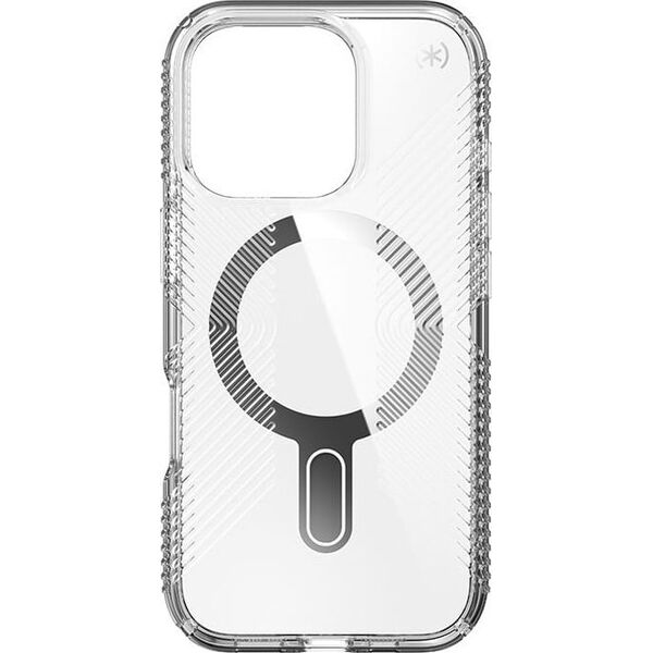 Speck Speck Presidio Perfect-Clear Grip ClickLock & MagSafe - Etui iPhone 16 Pro (Clear / Chrome Finish / Serene Silver)