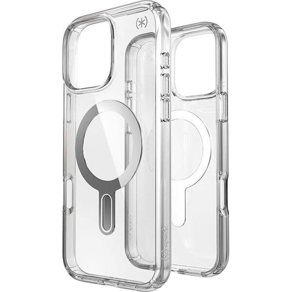 Speck Speck Presidio Perfect-Clear ClickLock & MagSafe - Etui iPhone 16 Pro Max (Clear / Chrome Finish / Serene Silver)
