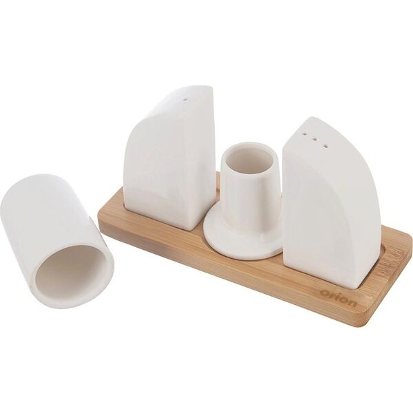 Solniczka i pieprzniczka porcelanowa ze stojakiem WHITELINE 4 el.