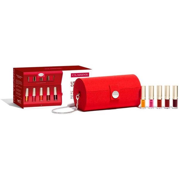 CLARINS SET (LIP COMFORT OIL 01 HONEY 1.4ML + LIP COMFORT OIL 04 PITAYA 1.4ML + LIP COMFORT OIL 08 STRAWBERRY 1.4ML + LIP COMFORT OIL 03 CHERRY 1.4ML + LIP COMFORT OIL 09 CHOCOLATE 1,