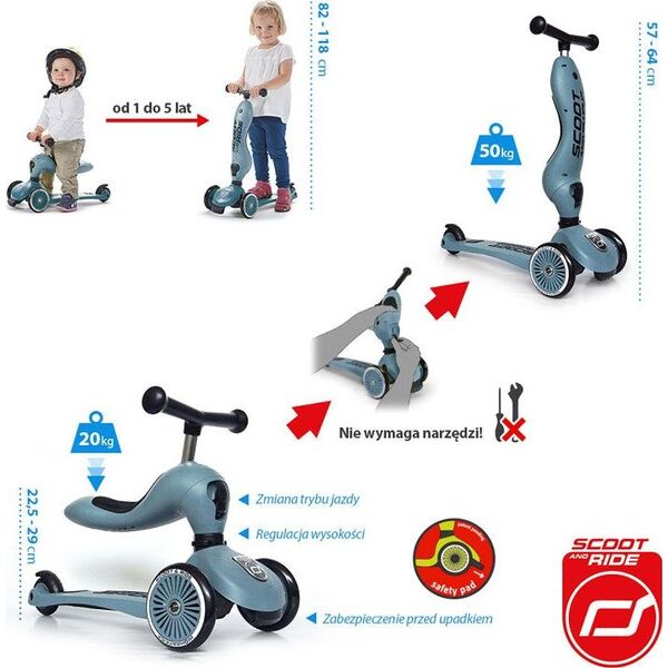 Hulajnoga Scoot and Ride Highwaykick 1 Srebrny (96271)