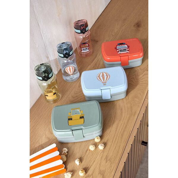 Lassig Zestaw na lunch Lunchbox + Tritanowa butelka - bidon 460 ml Tiny Drivers Spychacz