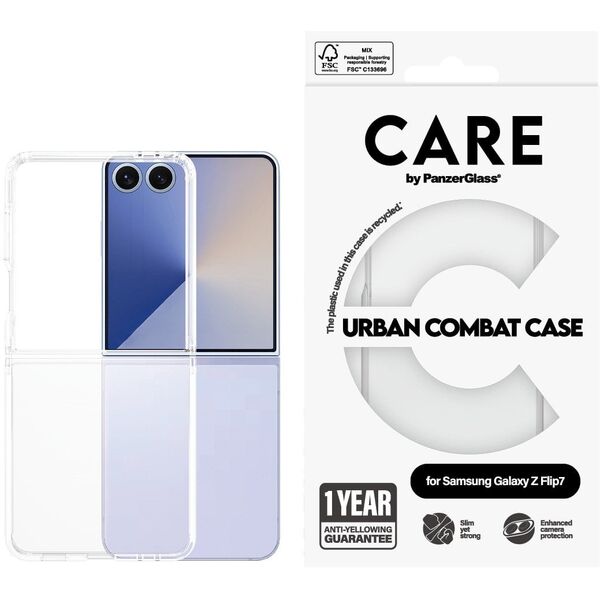 Etui CARE by PanzerGlass Flagship Urban Combat do Samsung Galaxy Z Flip7 przezroczysty