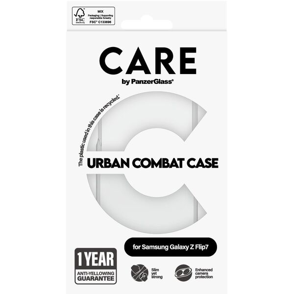 Etui CARE by PanzerGlass Flagship Urban Combat do Samsung Galaxy Z Flip7 przezroczysty