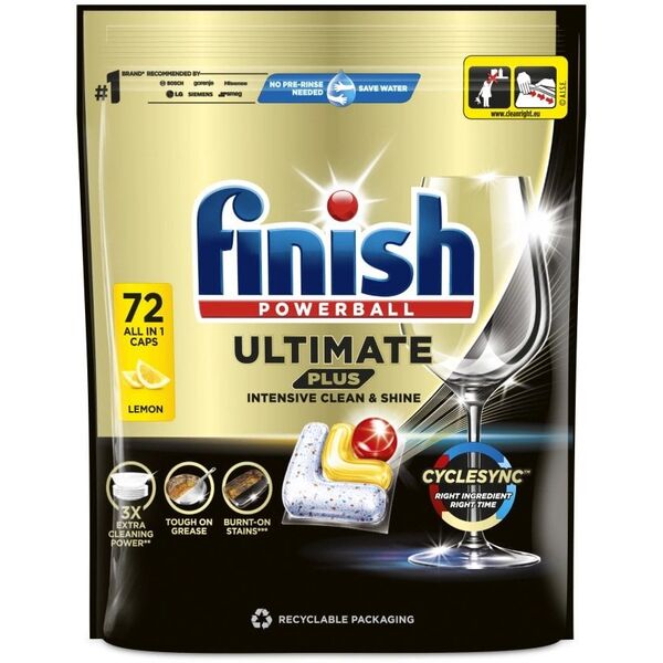 Kapsułki do zmywarki FINISH Ultimate Plus All in One Lemon 72 szt