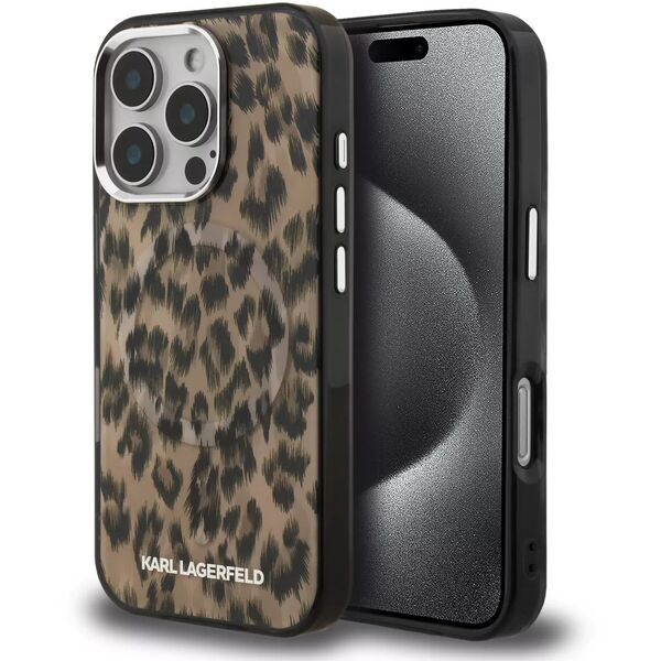 Etui Karl Lagerfeld IML Leopard Pattern  MagSafe do iPhone 16 Pro Max brązowy
