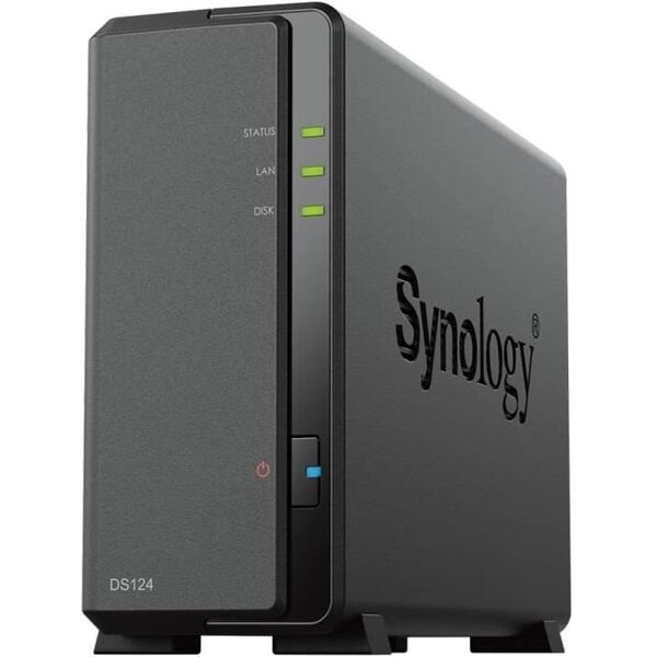 Synology DS124 /2T | 1-zatokowy serwer NAS w zestawie z dyskiem o łącznej pojemności 2TB, Tower
