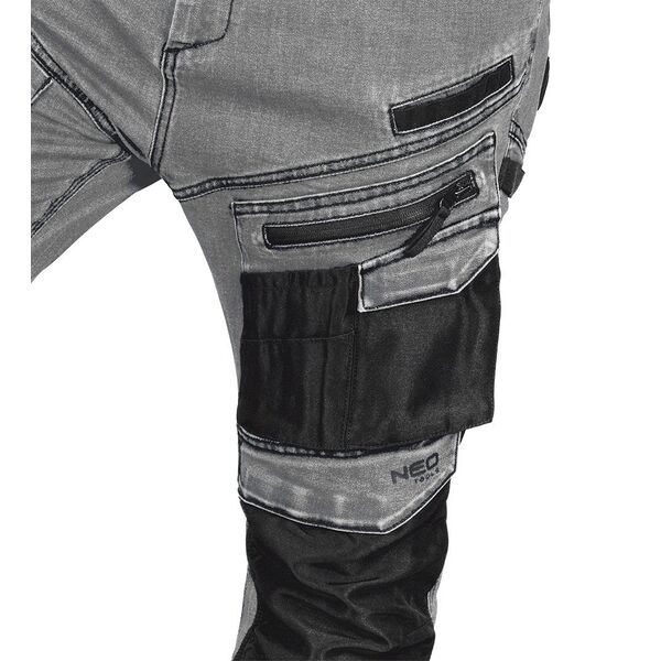 Spodnie robocze DENIM, wzmocnienia Oxford, szare, rozmiar L