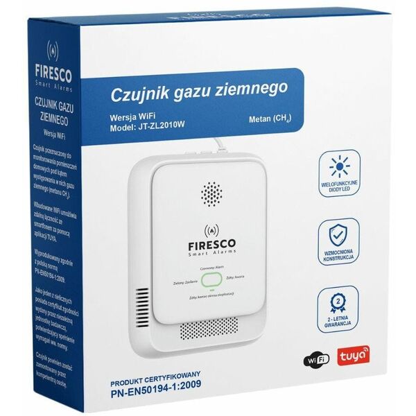 Czujnik gazu ziemnego Firesco JT-ZL2010W Wifi Tuya