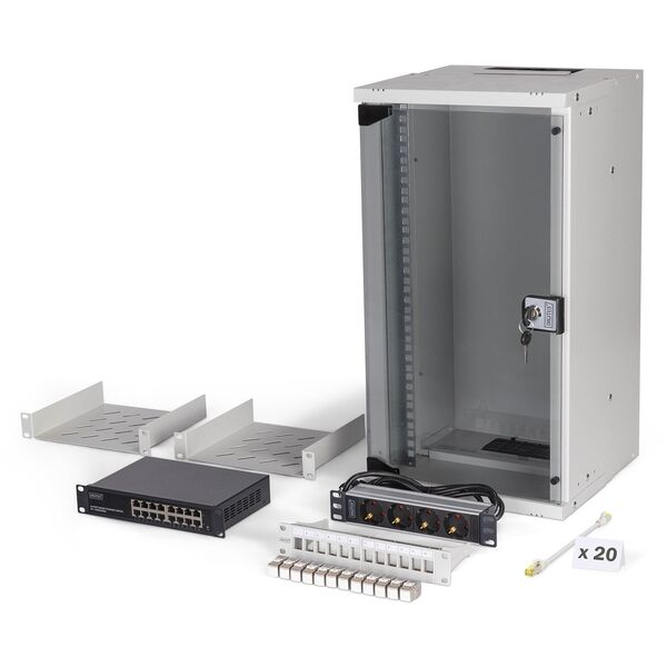 DIGITUS Netzwerk-Set 254 mm (10") - 12HE, 315x300 mm (BxT)we