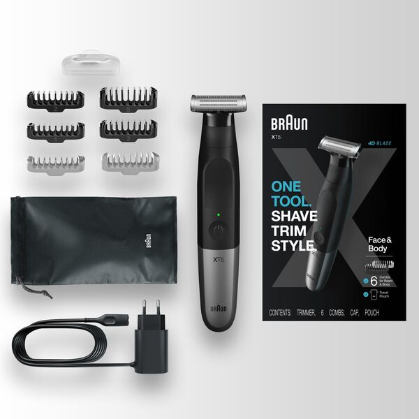 Braun Series X XT5200, Foil shaver, Black, Metallic, Buttons, Power, AC, Built-in battery