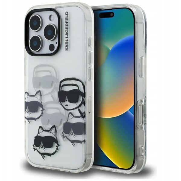 Etui Karl Lagerfeld IML Multi K&C Head Pattern do iPhone 16 Pro Max przezroczysty