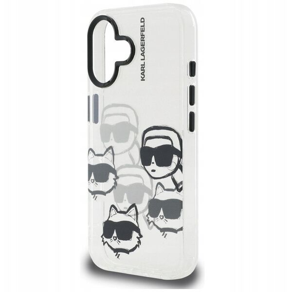 Etui Karl Lagerfeld IML Multi K&C Head Pattern do iPhone 16 przezroczysty