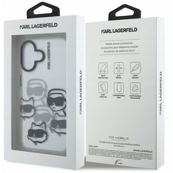 Etui Karl Lagerfeld IML Multi K&C Head Pattern do iPhone 16 przezroczysty