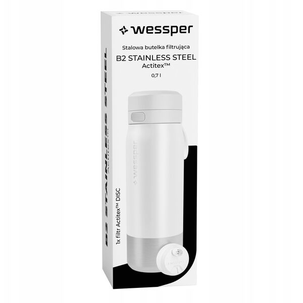 Butelka filtrująca Wessper B2 STAINLESS STEEL Actitex™ 700ml White (WES276-700-WH_K)