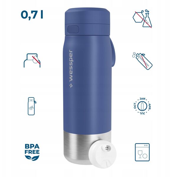 Butelka filtrująca Wessper B2 STAINLESS STEEL Actitex™ 700ml Blue (WES276-700-BL_K)