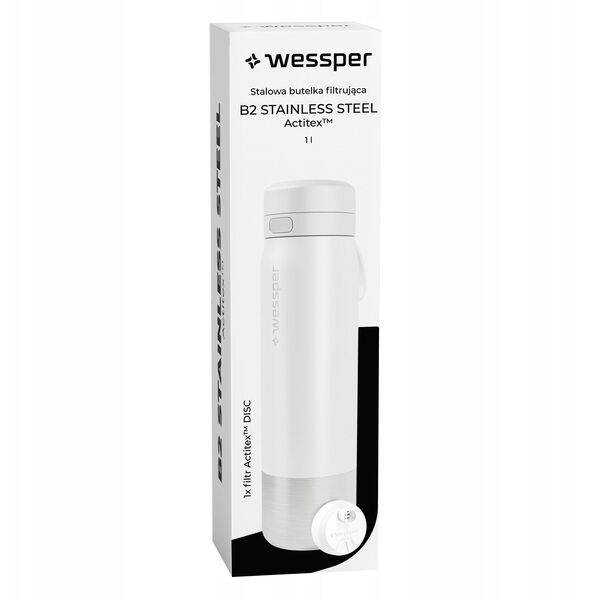 Butelka filtrująca Wessper B2 STAINLESS STEEL Actitex™ 1000ml White (WES276-1000-WH_K)