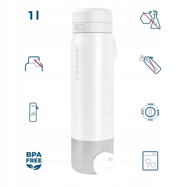 Butelka filtrująca Wessper B2 STAINLESS STEEL Actitex™ 1000ml White (WES276-1000-WH_K)