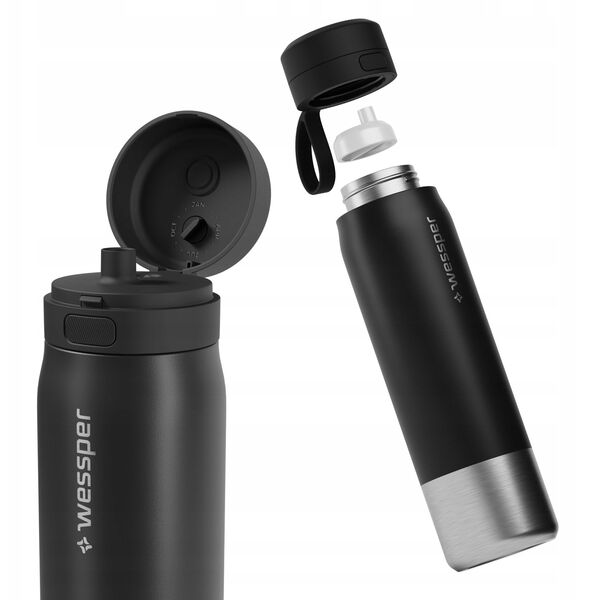 Butelka filtrująca Wessper B2 STAINLESS STEEL Actitex™ 1000ml Black (WES276-1000-BK_K)