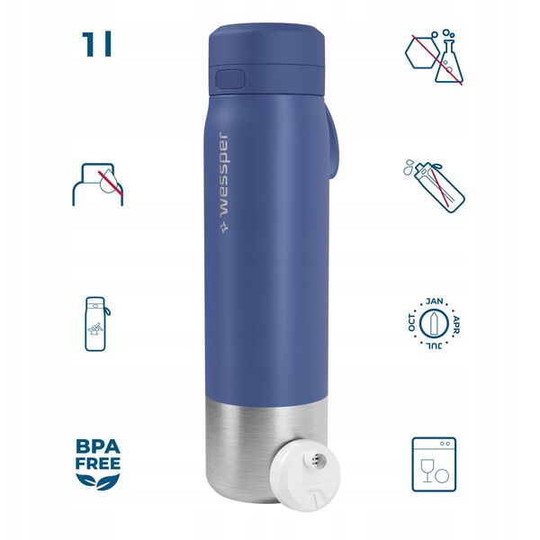 Butelka filtrująca Wessper B2 STAINLESS STEEL Actitex™ 1000ml Blue (WES276-1000-BL_K)