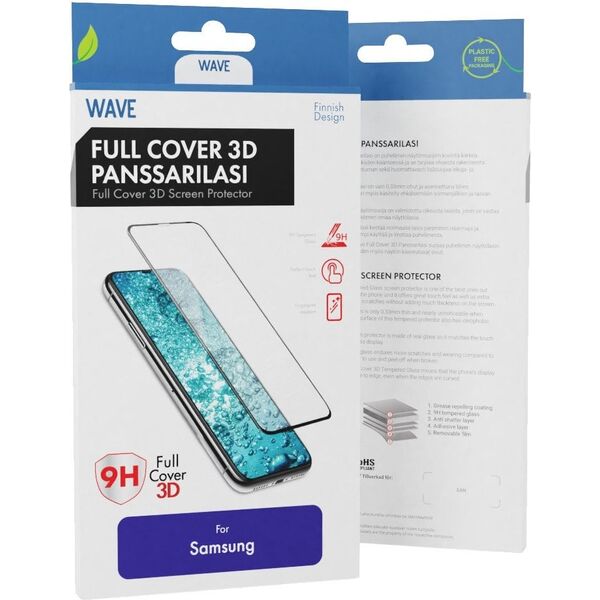 Wave Full Cover 3D -panssarilasi, Samsung Galaxy S10+, musta