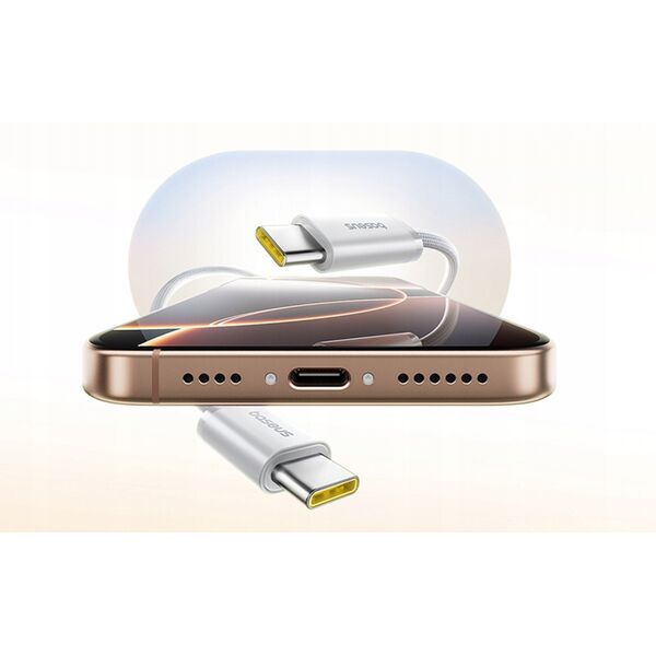 Kabel Baseus Dynamic 4 Pro 100W USB-C - USB-C magnetyczny 1m - biały