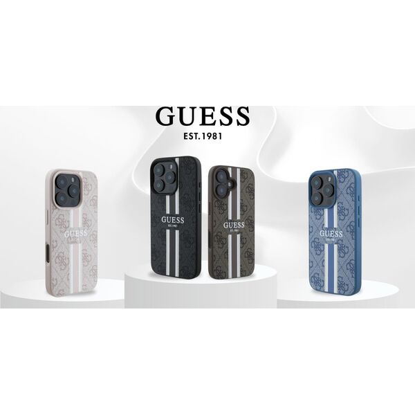 Guess Guess GUHMP16SP4RPSP iPhone 16 6.1" różowy/pink hardcase 4G Printed Stripes MagSafe