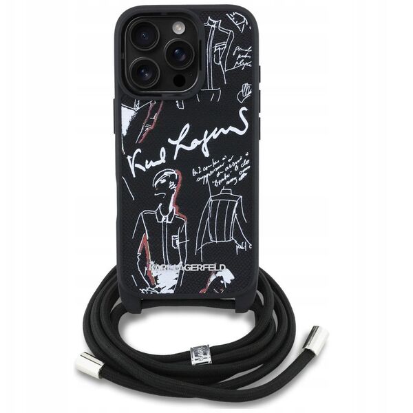Etui Karl Lagerfeld Crossbody Grained Pattern & Logo do iPhone 16 Pro czarny