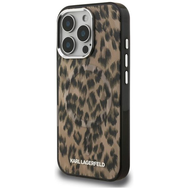 Etui Karl Lagerfeld IML Leopard Pattern MagSafe do iPhone 16 Pro brązowy