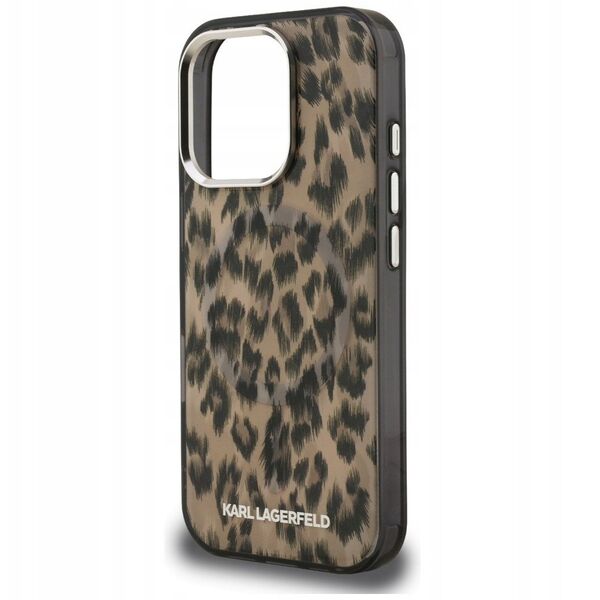 Etui Karl Lagerfeld IML Leopard Pattern MagSafe do iPhone 16 Pro brązowy