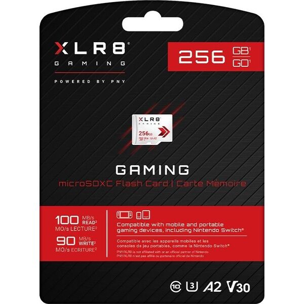 Karta PNY XLR8 Gaming MicroSDXC 256 GB Class 10 UHS-I/U3 A2 V30 (P-SDU256V32100XR-GE)