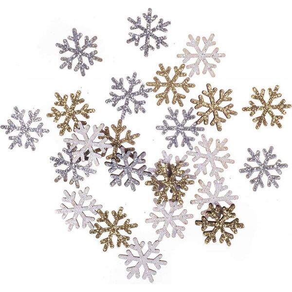 Dekoracja świąteczna MFP paper Drewniane brokatowe ¶nieżynki 1,6cm 24szt