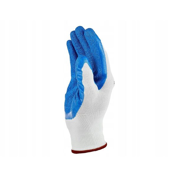 Rękawice ochronne poliestrowe r. 11 /latex biało-niebieskie/ (12/240)