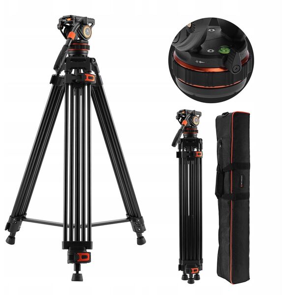 Profesjonalny Statyw Filmowy do Filmowania VIDEO Głowica Olejowa K&F 192cm / KF09.147