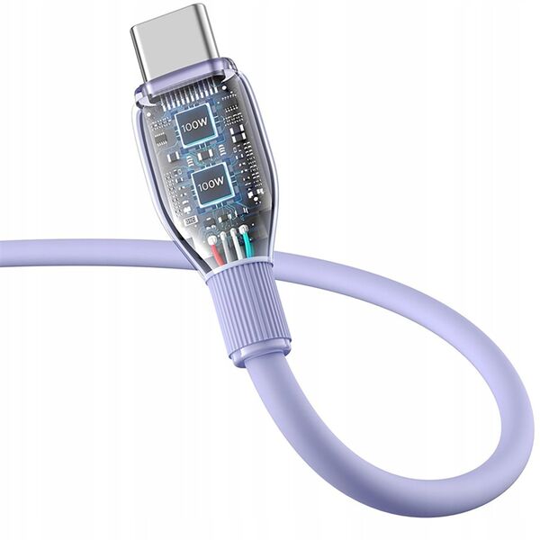 Kabel Baseus Pudding 100W USB-A - USB-C 2m - fioletowy