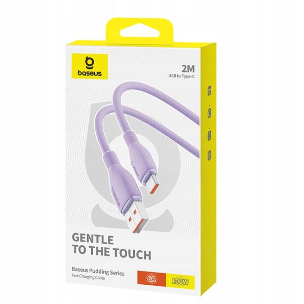 Kabel Baseus Pudding 100W USB-A - USB-C 2m - fioletowy