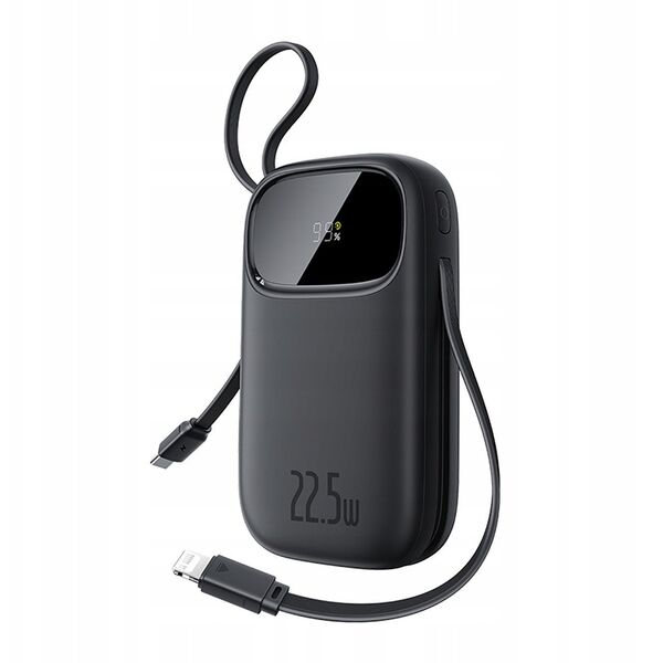 Powerbank Baseus EnerFill FC31 20000mAh 22.5W z wyświetlaczem cyfrowym i 2 wbudowanymi kablami (USB-C + Lightning) - czarny