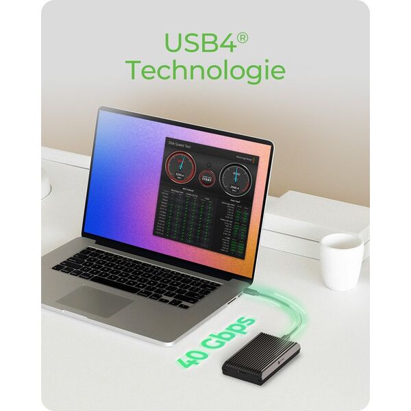 ICY BOX IB IB-1920M-C42 USB4 M.2 NVMe Gehaeuse USB4 Gen 3x2 Type-C up to 40 Gbit/s werkzeuglos Aluminium mit Waermeleitpad