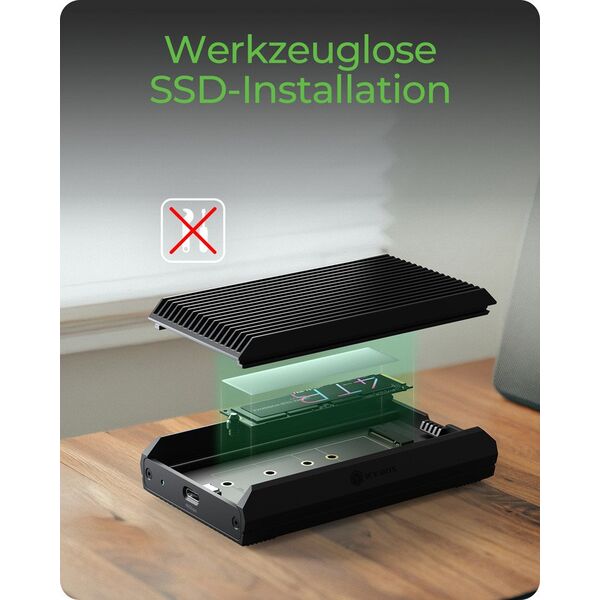 ICY BOX IB IB-1920M-C42 USB4 M.2 NVMe Gehaeuse USB4 Gen 3x2 Type-C up to 40 Gbit/s werkzeuglos Aluminium mit Waermeleitpad